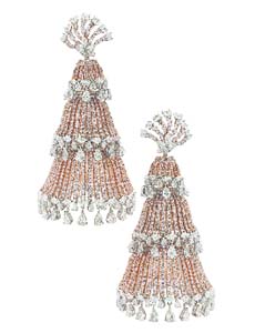 A pair of chandelier earrings with 56 diamonds by Manish Malhotra
