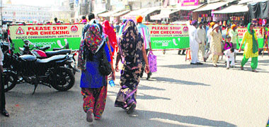 Barricades put up outside Golden Temple area in Amritsar on Saturday.