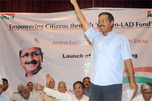 AAP convener Arvind Kejriwal at the launch of the party's RWA wing in New Delhi on Saturday.