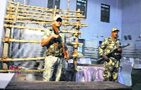 CISF personnel stand guard outside a strongroom in Karnal
