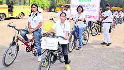 Students of DPS take out an anti-cracker rally in Bathinda on Sunday