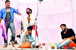 Students present a skit during the Panjab University Zonal Youth and Heritage Festival-2014 at Sri Guru Gobind Singh College, Sector 26, Chandigarh, on Sunday