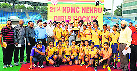 The girls hockey team of Baba Zorawar Singh Fateh Singh Public School at the awards ceremony in New Delhi. 