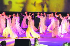 Students of Ecole Globale School perform during the annual day function in Dehradun on Saturday