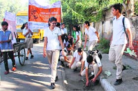 Students clean up city spaces before Diwali as a special campaign in Amritsar.