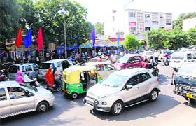 Sector 18 market parking lot at 1.50 pm