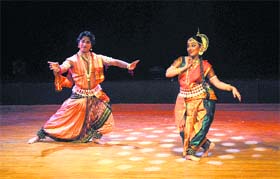 Classical act: Artistes present Rabindranath Tagore’s dance-drama, ‘Chitrangada’, in Odissi at Tagore Theatre in Chandigarh on Monday. Padma Shri recipient Ranjana Gauhar and Group directed and choreographed the event