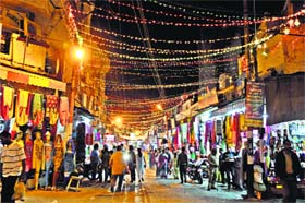 The decorated Parade market ahead of Diwali in Jammu