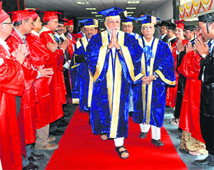 Prime Minister Narendra Modi arrives to attend the 42nd convocation of the All India Institute of Medical Sciences in New Delhi on Monday.