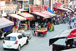 A crowded street in Batala on Tuesday