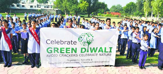 Students take a pledge to celebrate Green Diwali