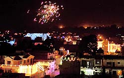 A view of the illuminated houses on eve of Diwali in Bathinda on Wednesday