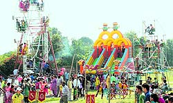 Children enjoy toy train ride during Diwali Mela celebrated at BSF Headquarters