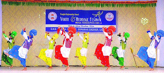Students perform during the youth festival at Sadhar, near Ahmedgarh, on Wednesday.