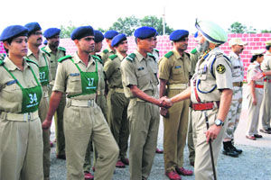 DIG and Deputy-Director of the ITBP Academy, Davinder Singh, extends greetings on the 53rd Raising Day of the Indo-Tibetan Border Police force in Mussoorie on Friday.