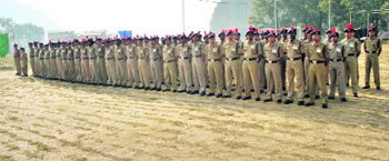 ITBP jawans participate in the Raising Day parade.