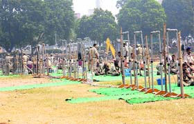 Metal detectors have been installed at the entrance of the venue