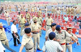 Police top brass supervise security arrangements at Shalimar Ground in Panchkula