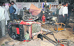 A damaged rickshaw in the accident