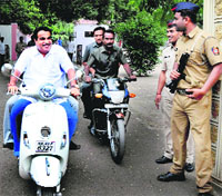 Nitin Gadkari leaves after meeting RSS Chief Mohan Bhagwat at the RSS headquarters in Nagpur on Saturday. PTI