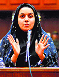 Reyhaneh Jabbari defends herself during the first hearing of her trial in 2008