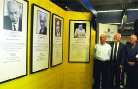 DMRC chief Mangu Singh with Harald Sandberg, Ambassador of Sweden and Eivind S. Homme, Ambassador of Norway inaugurates the Nobel Memorial Wall in New Delhi on Sunday