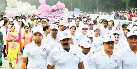 Residents take part in the second annual cancer awareness walkathon in Ludhiana.
