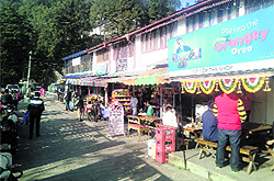 The Chardukan area in Landour Cantonment in Mussoorie bustling with tourists on Sunday