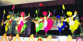 Bubbling with energy: Students perform bhangra during the Youth Festival at Guru Nanak Dev University in Amritsar on Monday