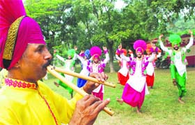 College students rehearse for the inter-zonal youth festival at Guru Nanak Dev University in Amritsar on Monday