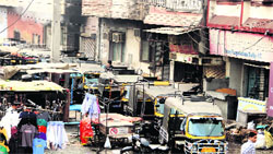 A view of the street encroached upon by owners of autorickshaws near the Bathinda Railway Station. Photo: Vijay Kumar