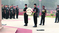 Tributes being paid to soldiers at the Bathinda Cantonment. A Tribune Photograph