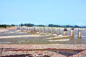 The under-construction artificial lake on the Tawi in Jammu