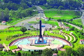 Landmark: An aerial view of Balidan Stambh, a war memorial near the historic Bahu Fort in Jammu