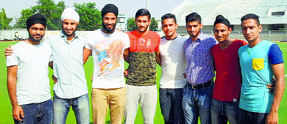 Members of the junior India hockey team that won the Sultan of Johor Cup  Simranjeet Singh, Santa Singh, Jarmanpreet Singh, Parvinder Singh, Harmanpreet Singh, Varun Kumar, Harjeet Singh and Gurinder Singh  at the Surjit Hockey Stadium.