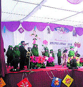 Tiny tots of St Claires School present a skit during their annual day function in Mussoorie on Monday. 