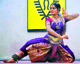 Ragini Chander Shekhar, a Bharatnatyam dancer, performs at Delhi Public School in Ludhiana on Tuesday. 