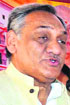 Former Chief Minister Vijay Bahuguna addresses mediapersons in Haridwar on Tuesday. Tribune photo: Rameshwar Gaur