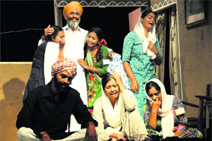 Students enact a scene from a play during the Panjab University Inter-Zonal Youth and Heritage Festival at DAV College, Sector 10, Chandigarh, on Thursday.