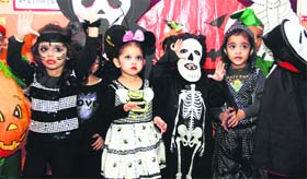 children take part in Halloween celebrations at Maple Bear Canadian Playway and Nursery School in Ludhiana.