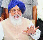 Chief Minister Parkash Singh Badal at Badiala village in Bathinda district on Thursday
