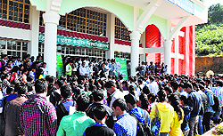CUHP Vice-Chancellor YS Verma administers the oath of unity to CUHP faculty and students on Shahpur campus on Friday
