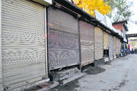 Closed shops at Lal Chowk in Srinagar on Friday. Tribune Photo: Amin War