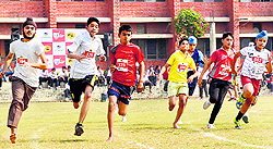 Children participate in the sixth leg of GAIL -- The Fastest Indian at GRD Academy, Ludhiana, on Friday