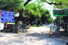 The entrance of Dr Ram Lal Eye and ENT Hospital at Majitha Road in Amritsar on Saturday