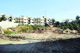 The piece of land where it is proposed to establish a commercial market to settle shopkeepers who were uprooted following Operation Bluestar in 1984