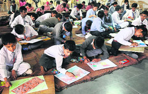 Special children take part in a painting competition at St Stephen's School in Chandigarh.