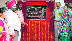 Dr Roshan Sunkaria lays the foundation stone of the new science block at the Sanmati Government College of Science Education and Research in Jagraon