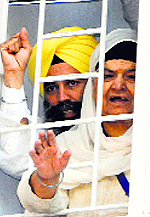 Bibi Jagdish Kaur, who lost her husband, son and three brothers in 1984 riots, being detained in Amritsar on Saturday
