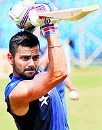 Virat Kohli during a practice session
